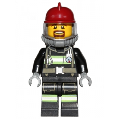 fire - reflective stripes with utility belt dark red fire helmet breathing neck gear with air tanks trans clear visor goatee