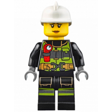 fire - reflective stripes with utility belt and flashlight white fire helmet peach lips
