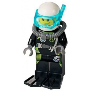 fire - scuba diver black flippers dark bluish gray scuba tank white helmet trans-light blue scuba mask