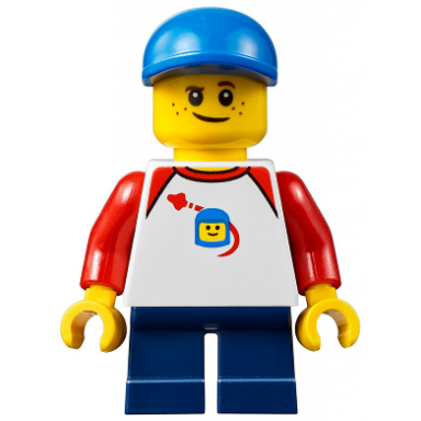 boy freckles classic space shirt with red sleeves dark blue short legs