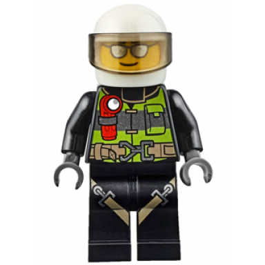 fire - reflective stripes with utility belt and flashlight white helmet trans-brown visor silver sunglasses