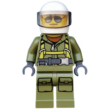 volcano explorer - male worker suit with harness white helmet trans-brown visor sunglasses