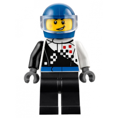 buggy driver checkered race torso blue helmet black legs