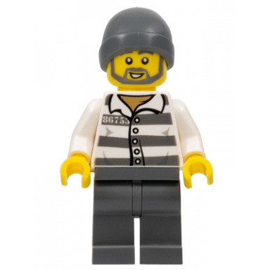 police - jail prisoner 86753 prison stripes dark bluish gray beanie