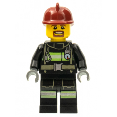 fire - reflective stripes with utility belt dark red fire helmet brown beard