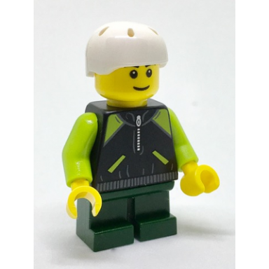 skateboarder - lime and black jacket