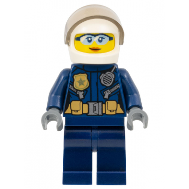 police - city helicopter pilot female light blue glasses