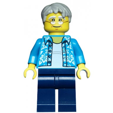 beachgoer - gray male hair glasses and hawaiian shirt