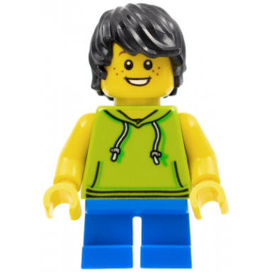 beachgoer - boy lime hoodie and blue legs