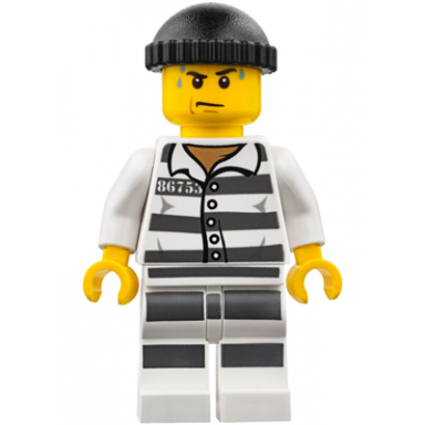 police - jail prisoner 86753 prison stripes black knit cap white striped legs sweat drops