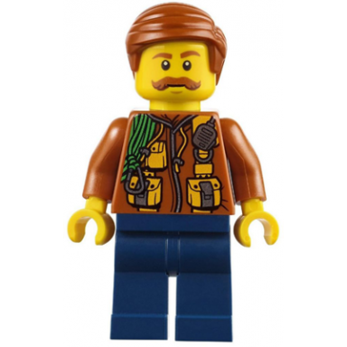 city jungle explorer - dark orange jacket with pouches dark blue legs dark orange smooth hair moustache