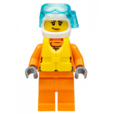 coast guard city - female rescuer with scuba diver mask