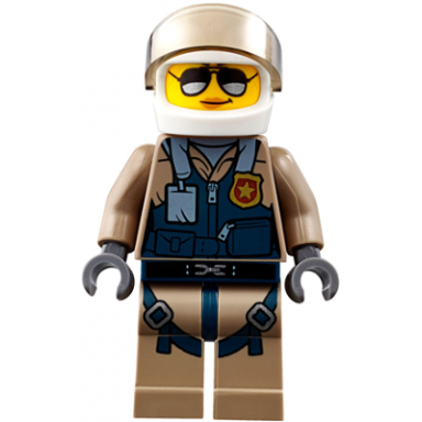 mountain police - officer female pilot with helmet and visor