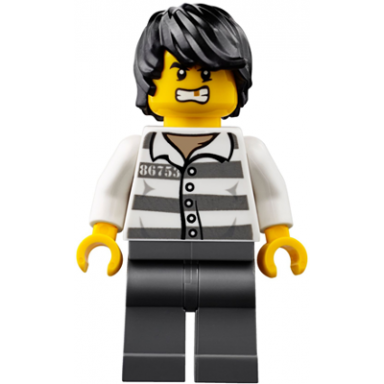mountain police - jail prisoner 86753 prison stripes black tousled hair