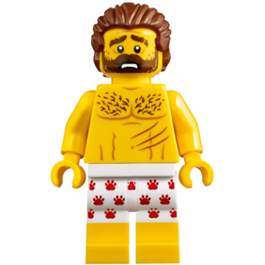 mountain police - crook male bare chest white underwear with red pawprints pattern