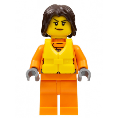 coast guard city - female rescuer dark brown hair with life jacket