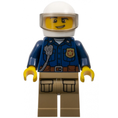 mountain police - officer male white helmet and smirk