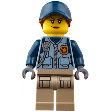 mountain police - officer female dark blue hat with dark orange hair