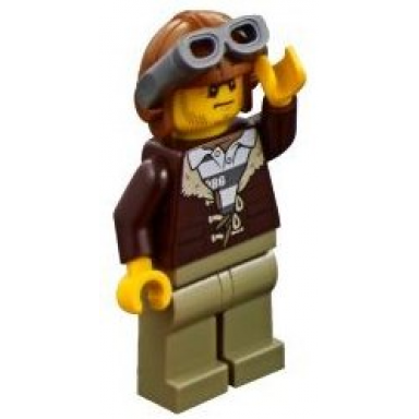 mountain police - crook male with lined jacket over prisoner shirt aviator cap with goggles