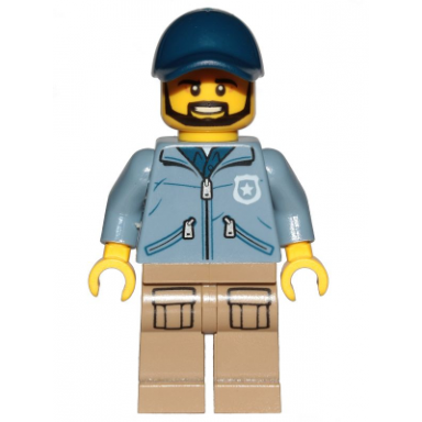 mountain police - officer male beard dark blue cap sand blue jacket