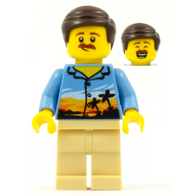 hiker male parent palm tree shirt moustache dark brown smooth hair