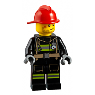fire - reflective stripes stubble beard red helmet