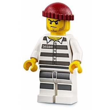 sky police - jail prisoner 50380 prison stripes stubble dark red knit cap