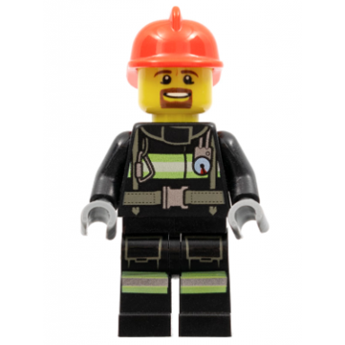 fire - reflective stripes with utility belt red fire helmet brown goatee