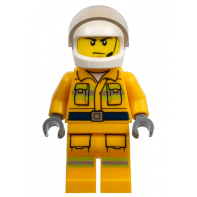 fire - reflective stripes bright light orange suit white helmet scowl