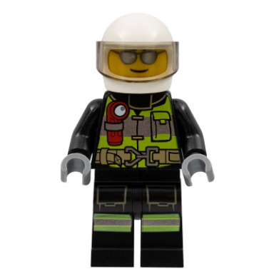 fire - reflective stripes black suit white helmet silver sunglasses
