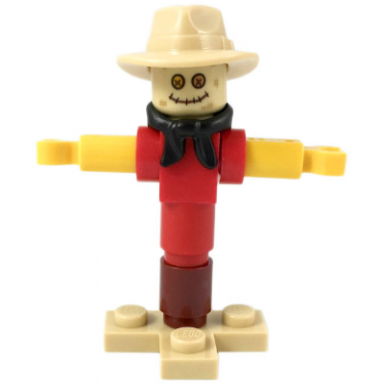 scarecrow - tan fedora black bandana red shirt