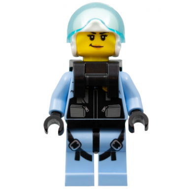 sky police - jet pilot female with neck bracket for parachute