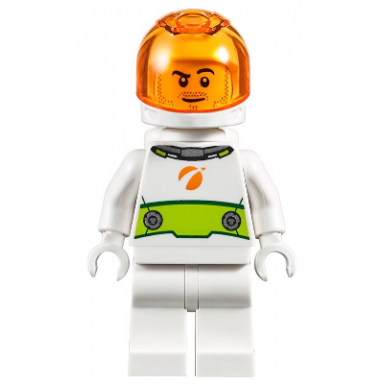 astronaut - male white spacesuit with lime belt trans-orange visor stubble and smirk