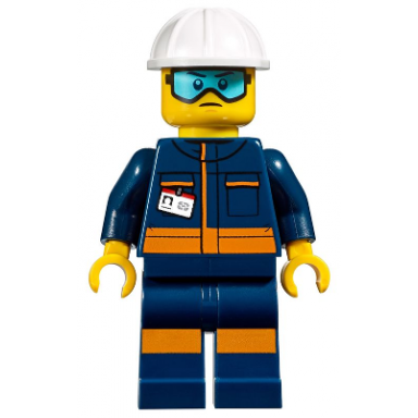ground crew technician - male jumpsuit and construction helmet