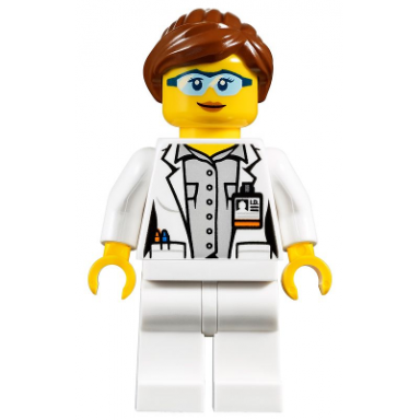 scientist - female blue goggles and white legs