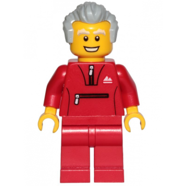grandfather - red tracksuit light bluish gray hair