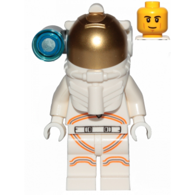 astronaut - male white spacesuit with orange lines side lamp smirk and cheek lines