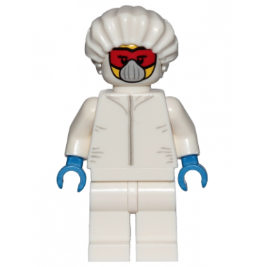 drone engineer - white safety jumpsuit red goggles and white mask