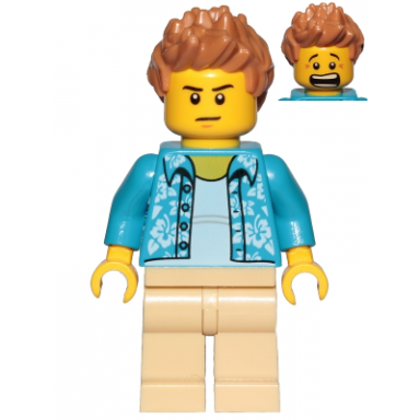 camera operator - hawaiian shirt tan legs medium nougat hair spiked
