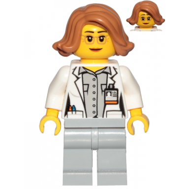 scientist botanist - female glasses and medium nougat hair short swept sideways