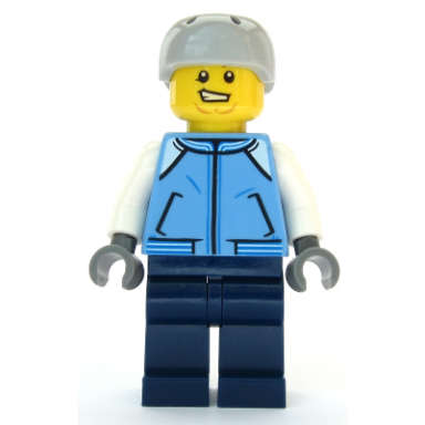 snowboarder - male medium blue jacket light bluish gray sports helmet
