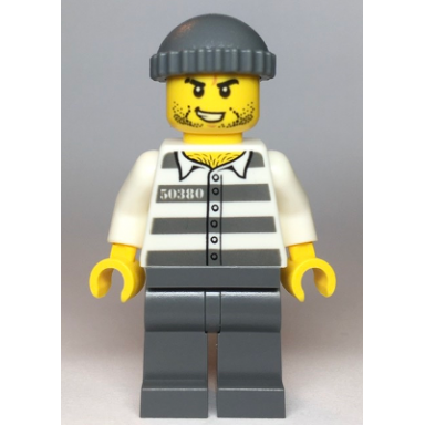 police - jail prisoner 50380 prison stripes stubble dark bluish gray knit cap