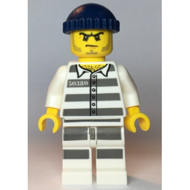 police - jail prisoner 50380 prison stripes stubble dark blue knit cap