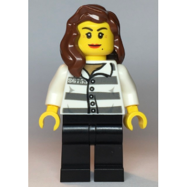 police - jail prisoner 86753 prison stripes female reddish brown female hair over shoulder