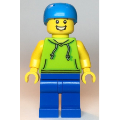skateboarder - male lime hoodie blue legs dark azure helmet