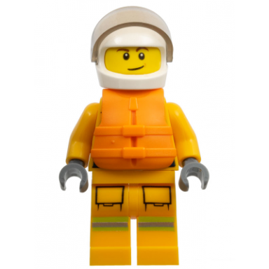 fire - reflective stripes bright light orange suit life jacket white helmet