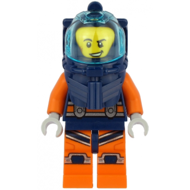 deep sea diver - male dark blue helmet lopsided grin