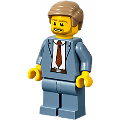 plane passenger - male sand blue suit dark red tie dark tan hair short combed sideways beard