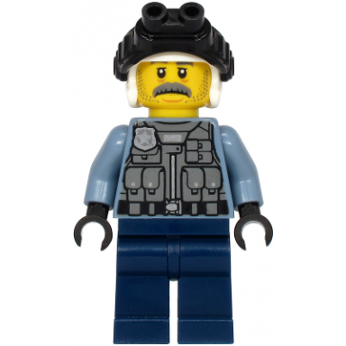 police - officer sam grizzled sand blue jacket