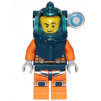 deep sea diver - male dark blue helmet side lamp stubble